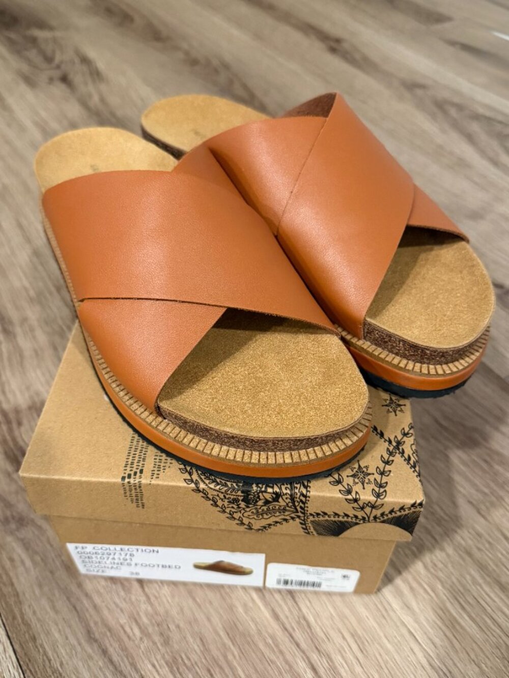 Free People Sidelines Footbed Sandals in Cognac - Picture 2 of 7